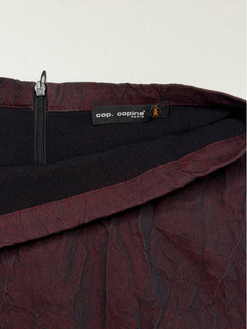 Vintage Cop Copine Y2K Burgundy Mermaid Maxi Skirt Layered Handkerchief Hem - Picture 7 of 8